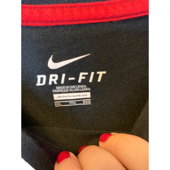 π 2/$30 π Black Nike Basketball T-Shirt with Red Hoop Graphics sz 2X - Picture 4 of 6